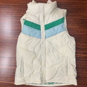 Old Navy Womens Chevron Stripe Puffer Vest Quilted Medium Y2K Gorpcore cream